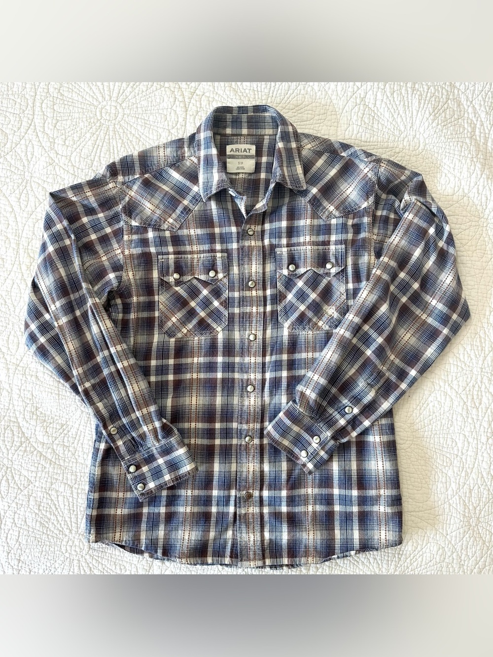Ariat Holland Pearl Snap Long Sleeve Shirt Mens Small Retro Fit